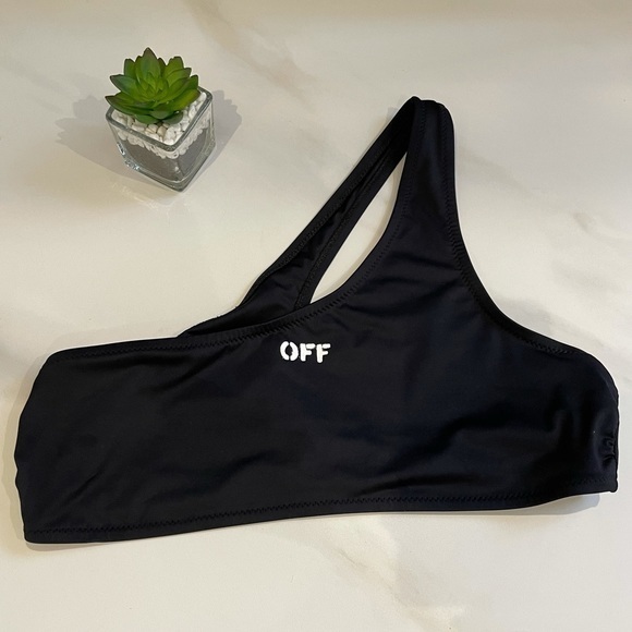Off-White Tops - Off-White Logo Printed One Shoulder Bikini Crop Top